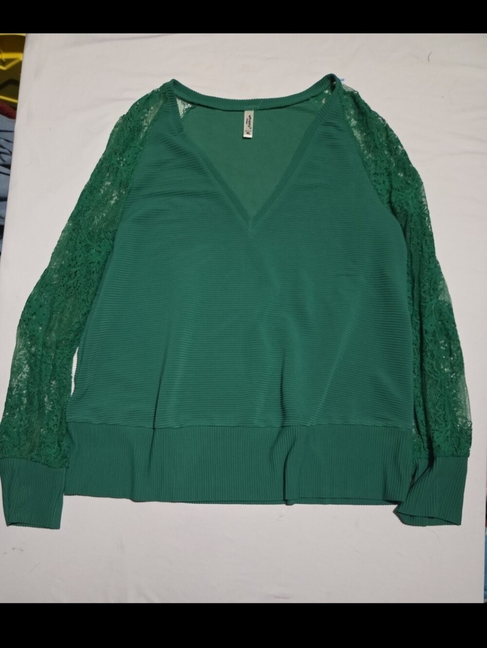 Epretty women's XL Green lace long sleeve blouse #25